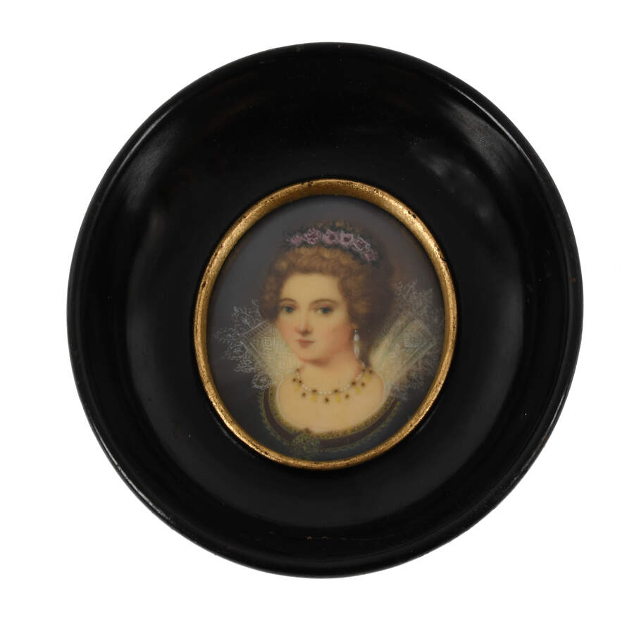 Antique Framed Miniature Portrait After Lavinia Fontana-1
