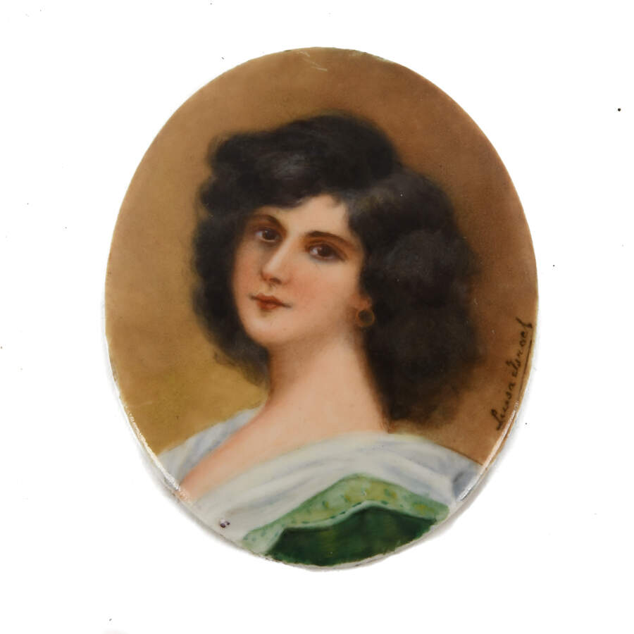Antique Miniature Portrait Painting on Porcelain-1
