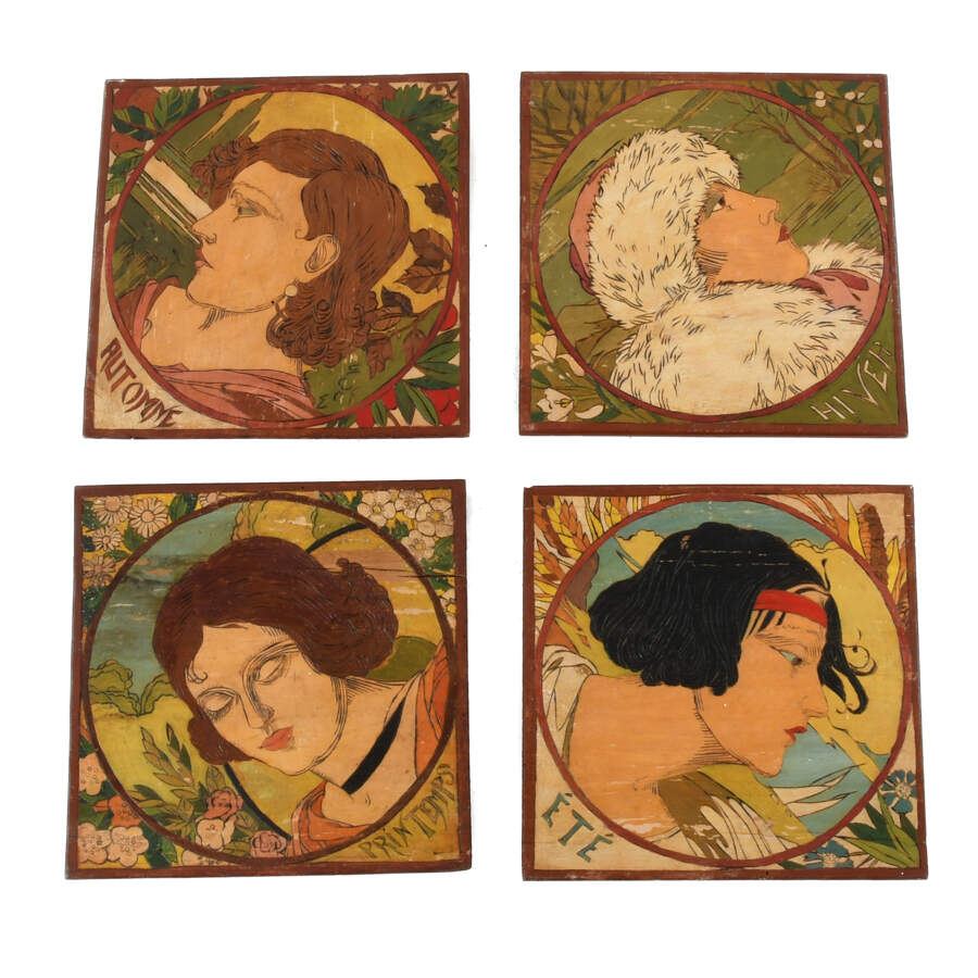 French "Beautiful Women Four-Season" Panel Set-1