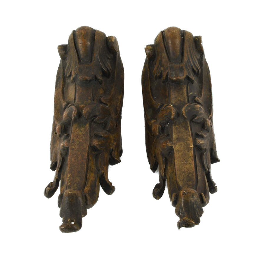 Antique Two Ornate Brass Architectural Fittings-1