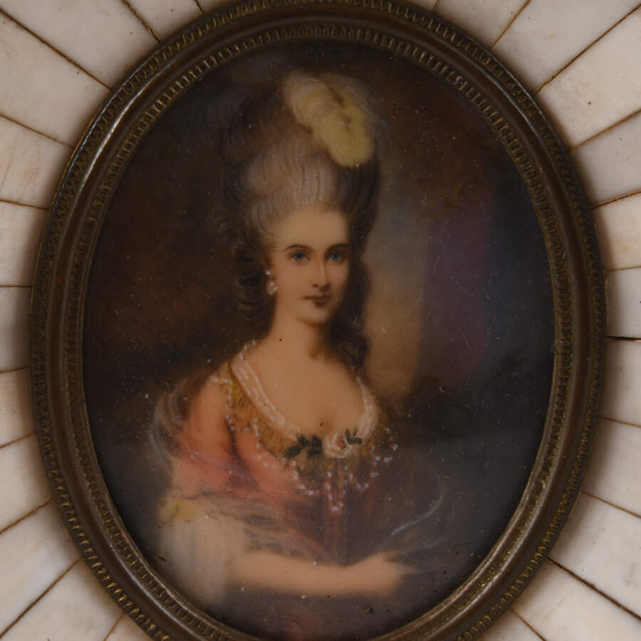 Antique Miniature Portrait with Latin La Pancharis Poem on Reverse-8