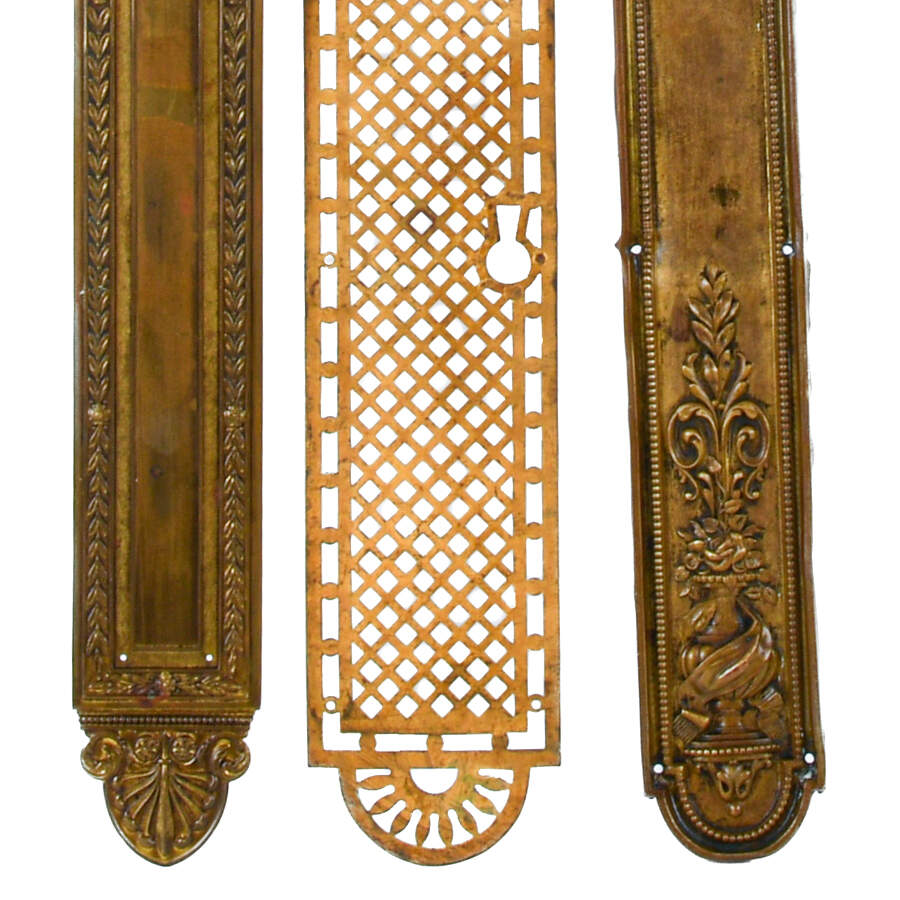 Grouping of Three Architectural Brass Push Plate Panels-4