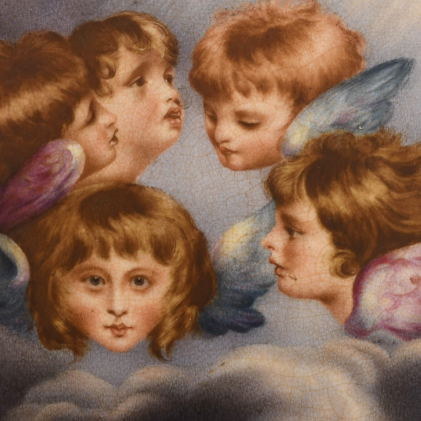 Porcelain Plaque "Heads of Angels" Attributed to Sir Joseph Reynolds-3