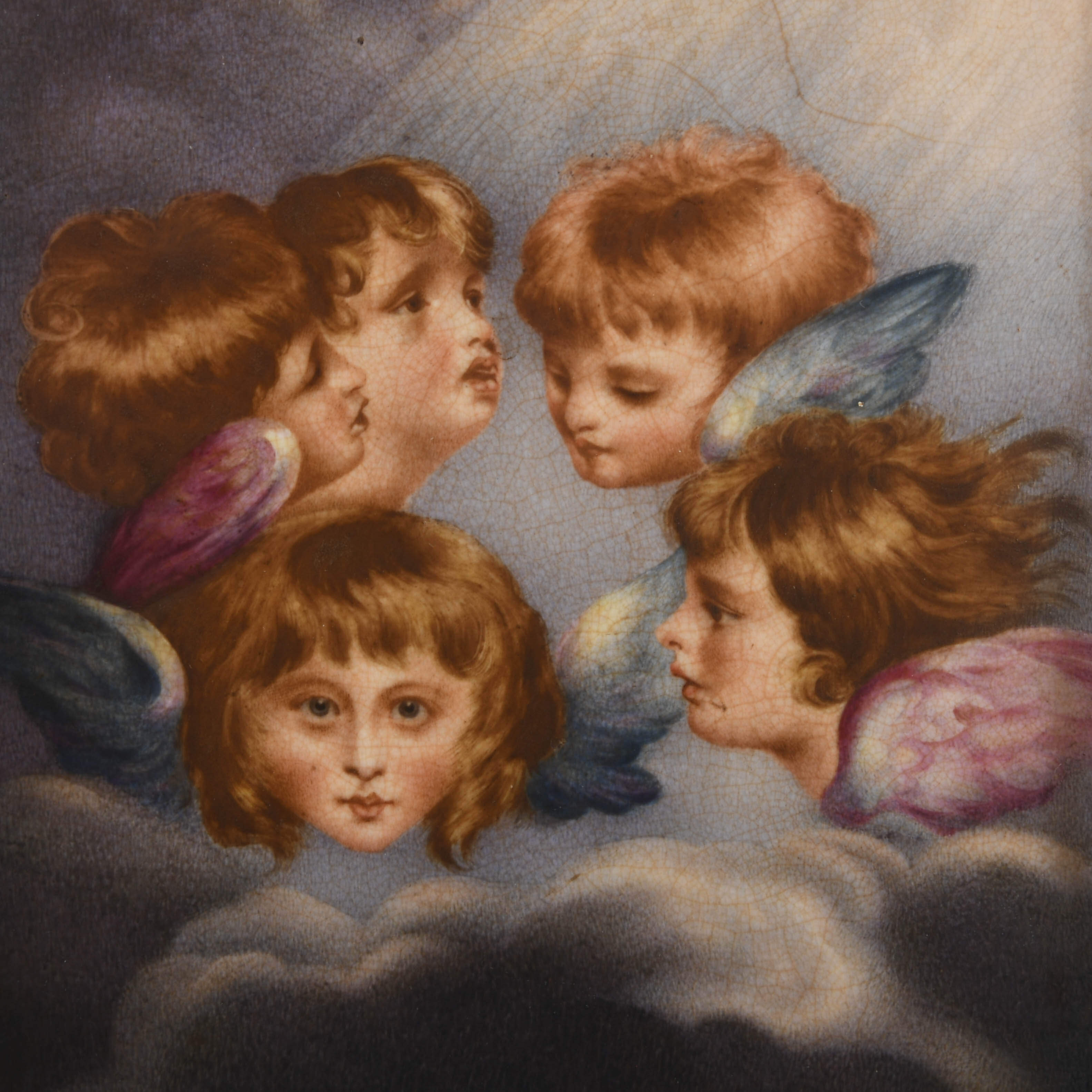 Porcelain Plaque "Heads of Angels" Attributed to Sir Joseph Reynolds-2