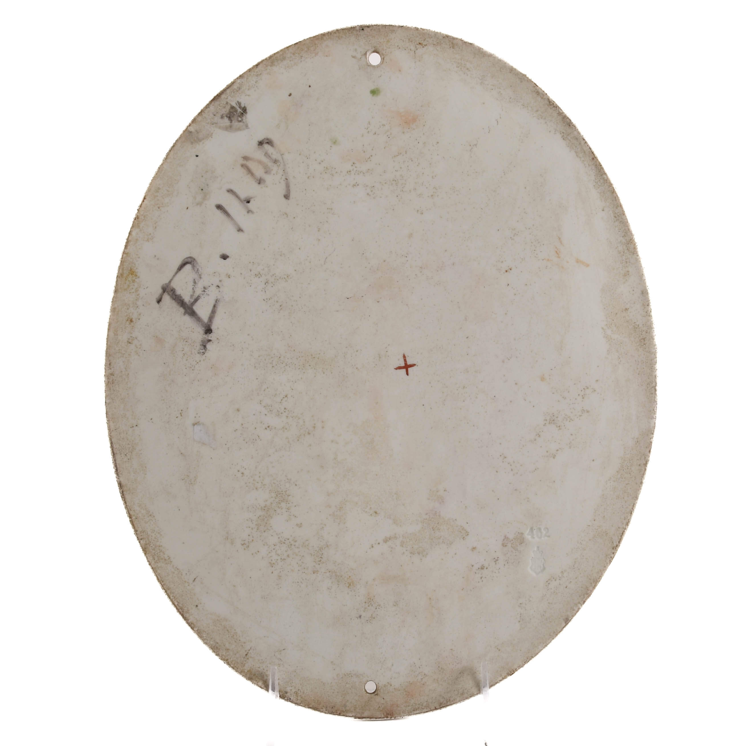 Large Antique Oval Painting on Porcelain of an Elegant Woman-4
