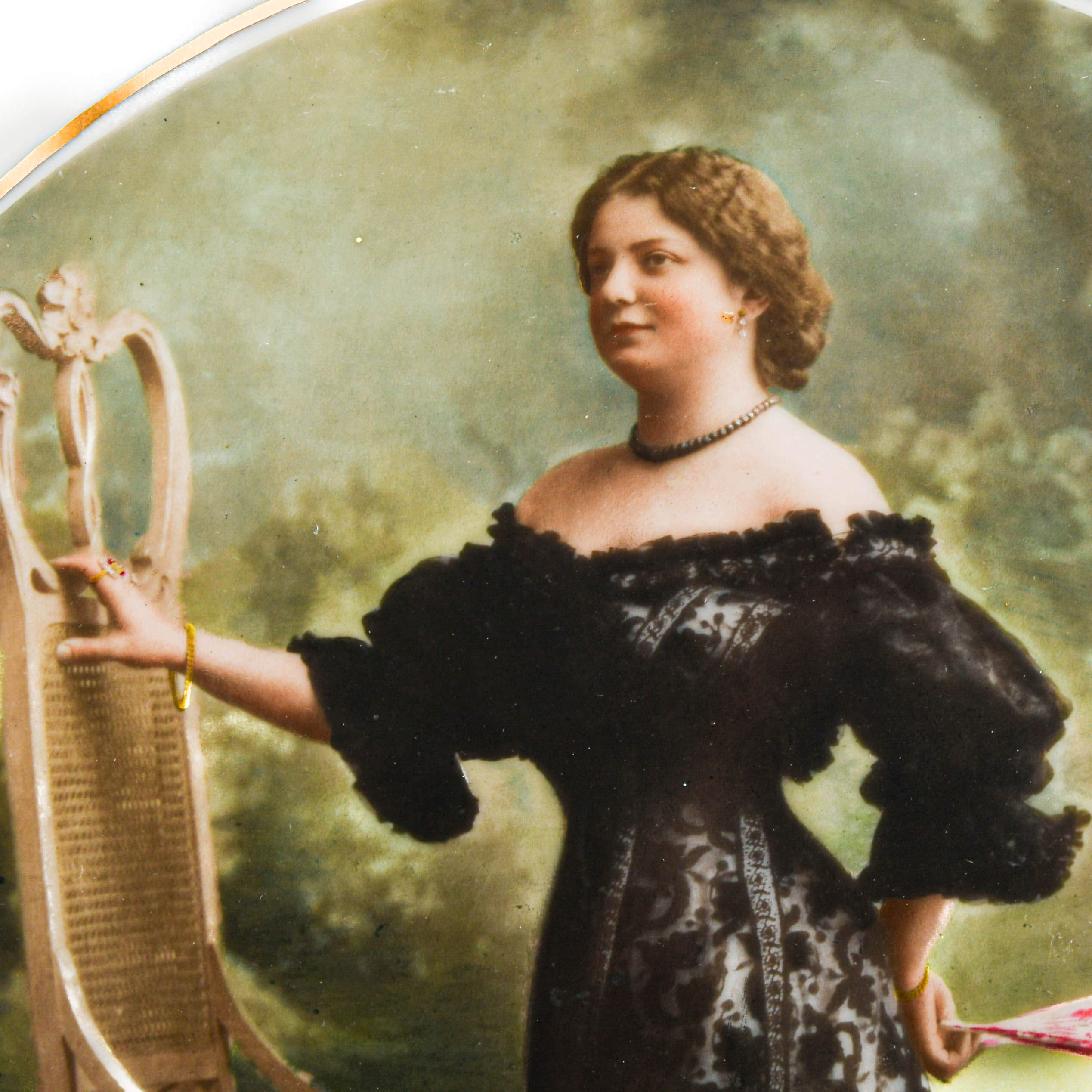 Large Antique Oval Painting on Porcelain of an Elegant Woman-2