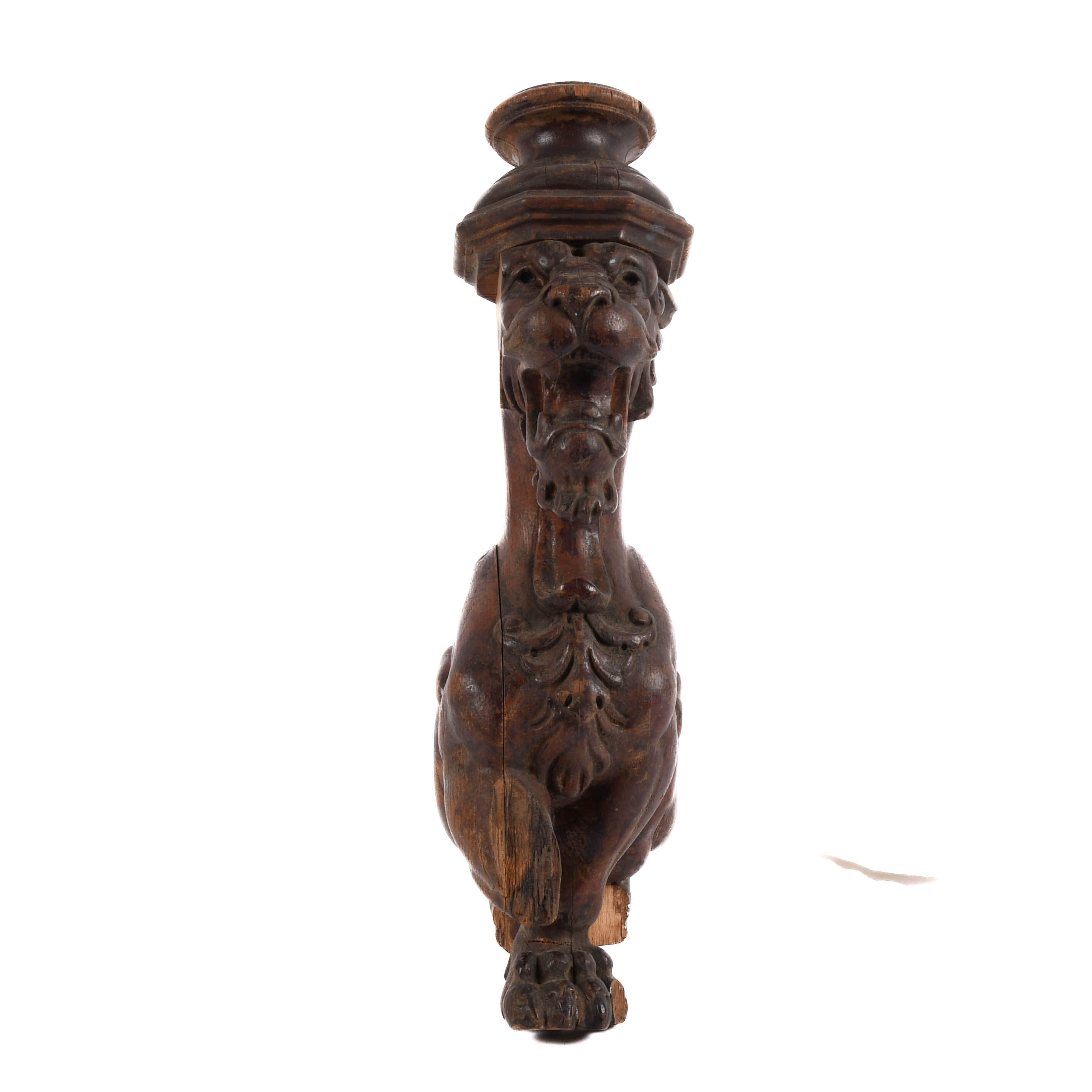 Antique Carved Wood Griffin Architectural Detail-2