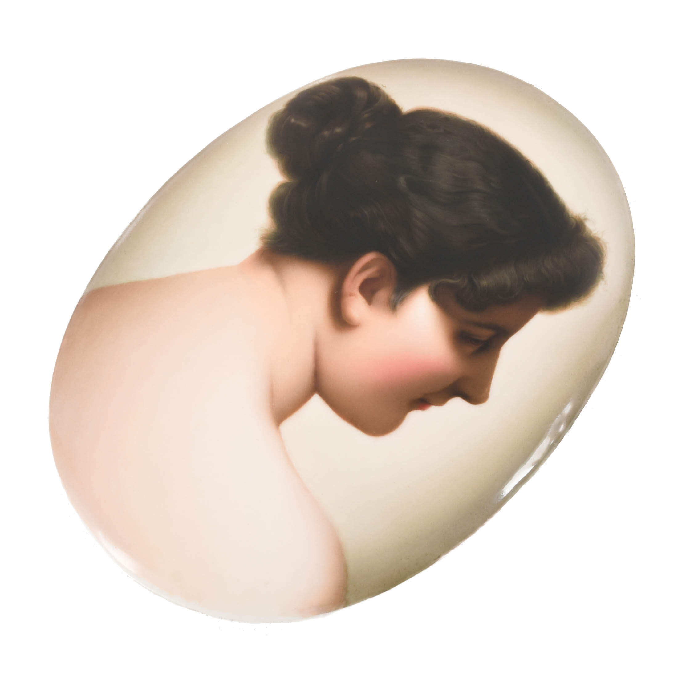 Antique Porcelain Hand-Painted KPM Portrait Plaque of a Woman-4