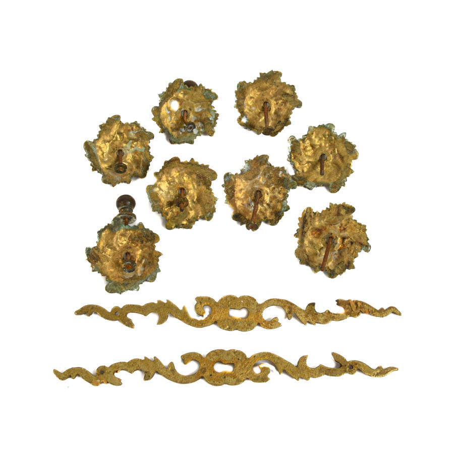 Lot of Ten Antique French Ormolu Architectural Hardware Details-6