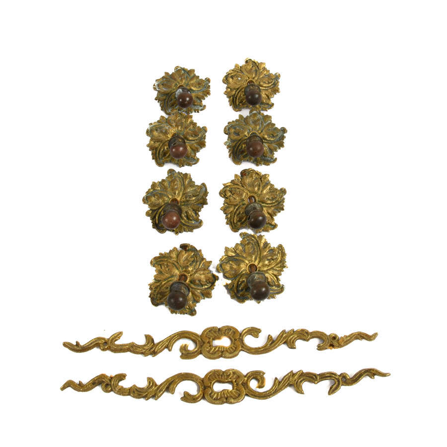 Lot of Ten Antique French Ormolu Architectural Hardware Details-3