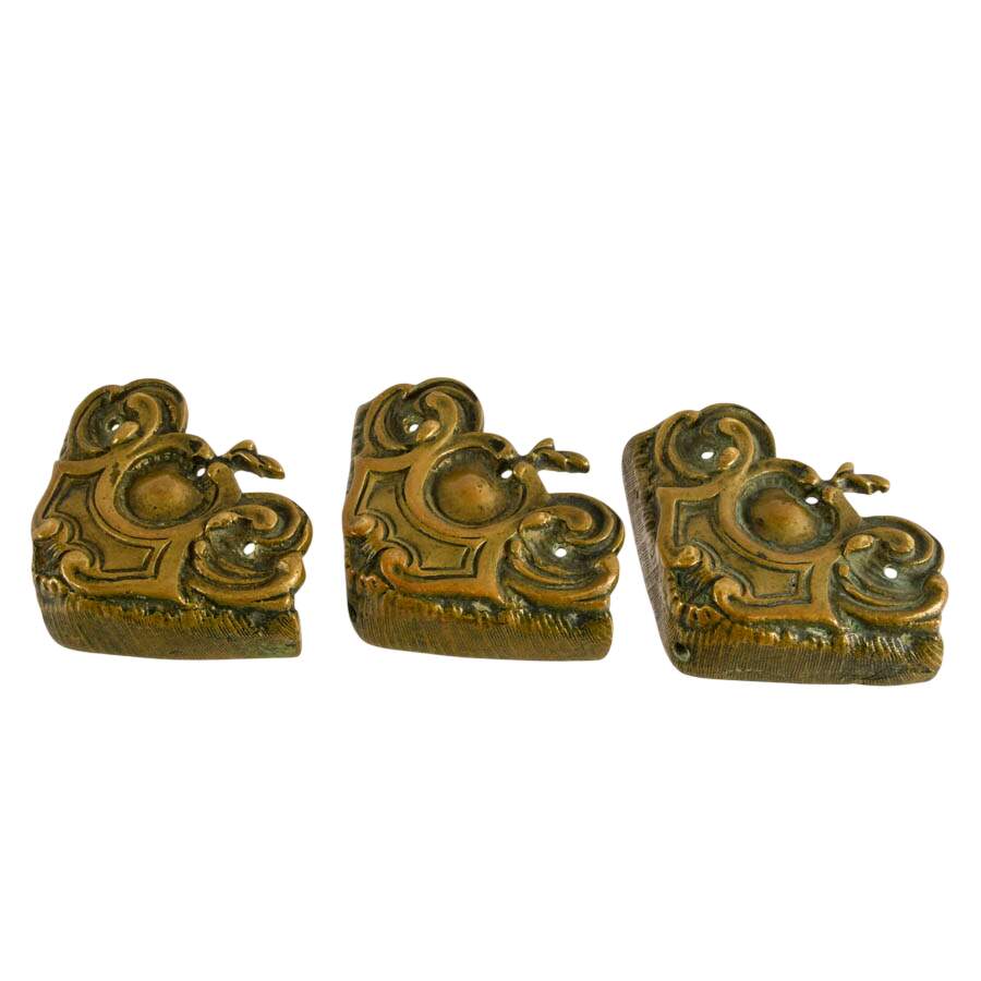 Set of Three Vintage French-Style Brass Corner Brackets-2