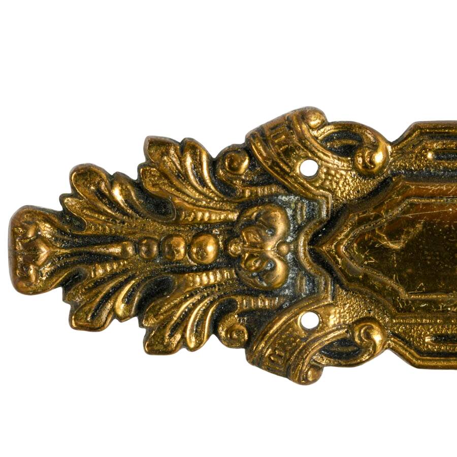 Pair of Vintage Ornate Portuguese Bronze Door Plates with One Knob-4