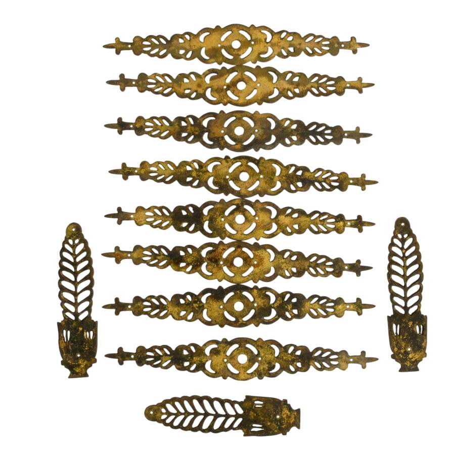 Eleven-Piece Scroll and Botanical Motif Brass Architectural Ornaments-8
