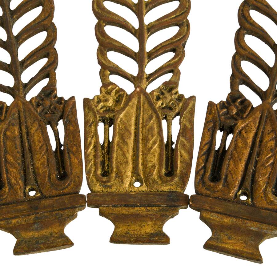 Eleven-Piece Scroll and Botanical Motif Brass Architectural Ornaments-6