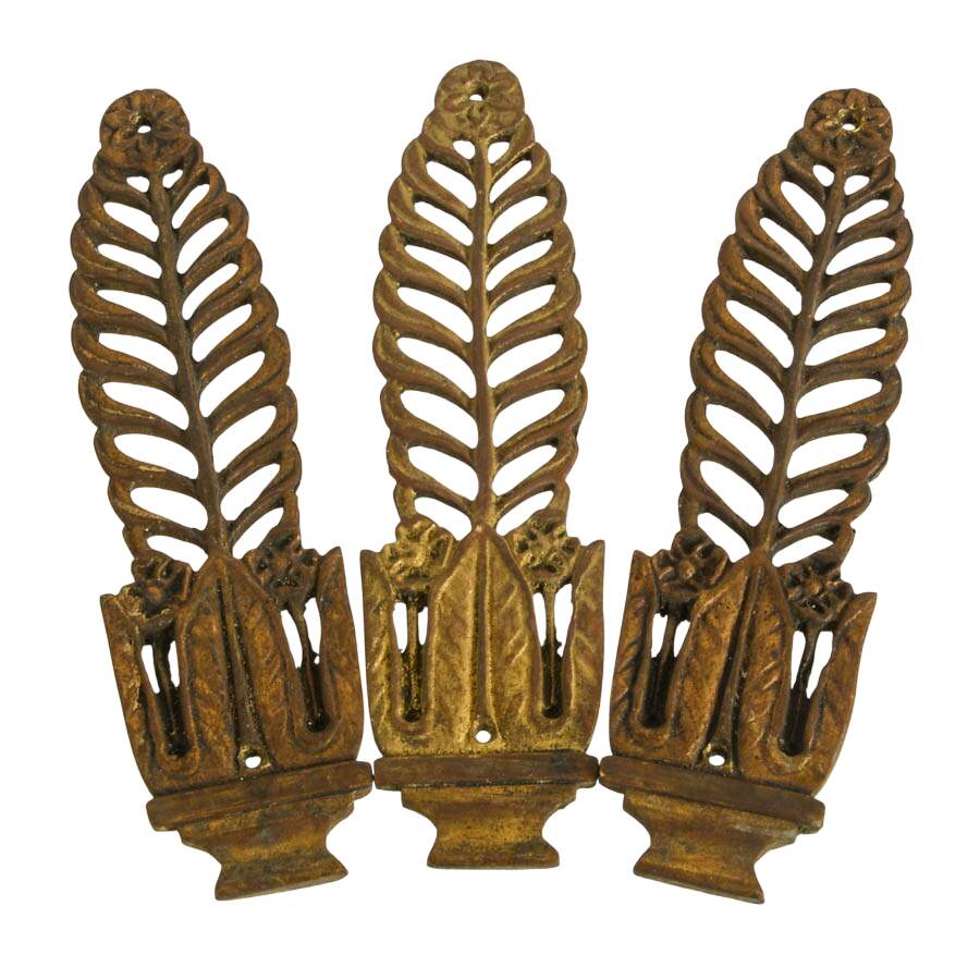 Eleven-Piece Scroll and Botanical Motif Brass Architectural Ornaments-5