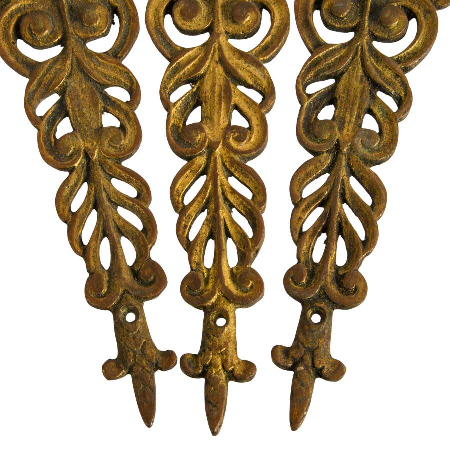 Eleven-Piece Scroll and Botanical Motif Brass Architectural Ornaments-3