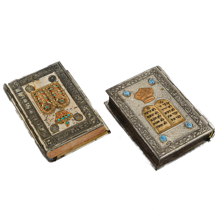 Pair of Silverplated Hebrew Siddur Avodat Prayer Books-12