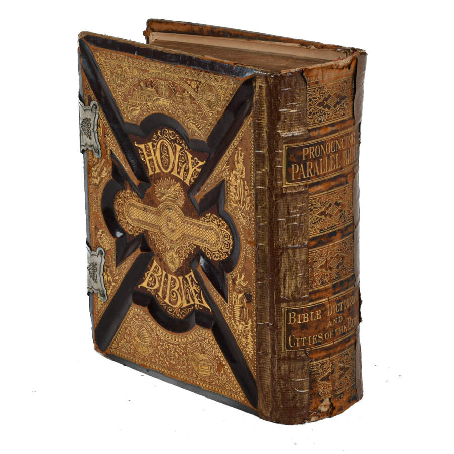 Antique Pictoral Family Bible, Dictionary, and Cities of the Bible-4