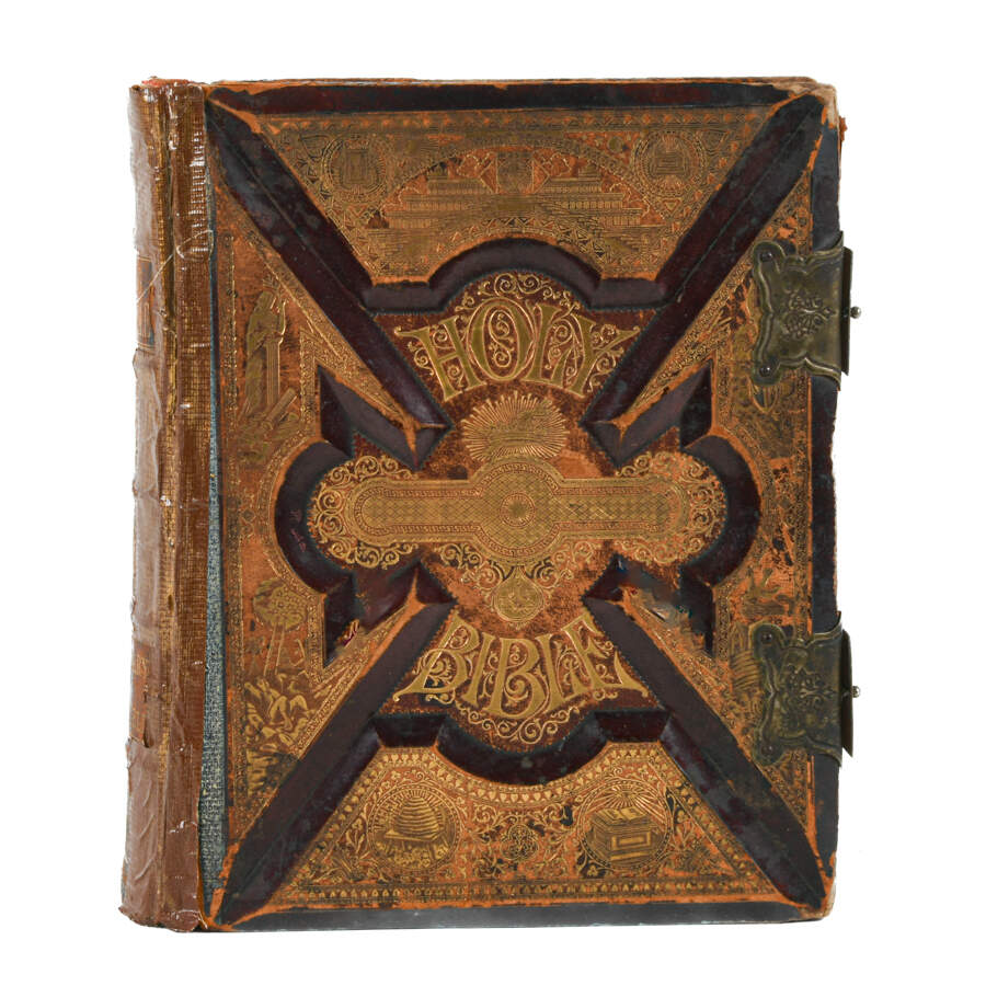 Antique Pictoral Family Bible, Dictionary, and Cities of the Bible-1