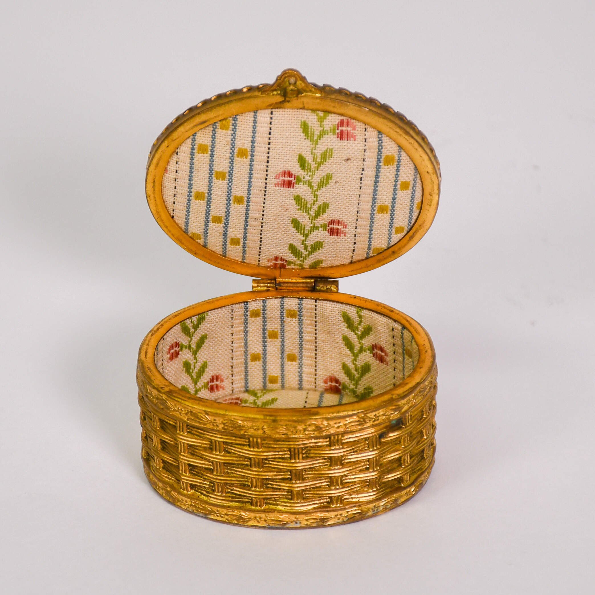 Antique Miniature Hand-Painted Oval Portrait Trinket Box-5