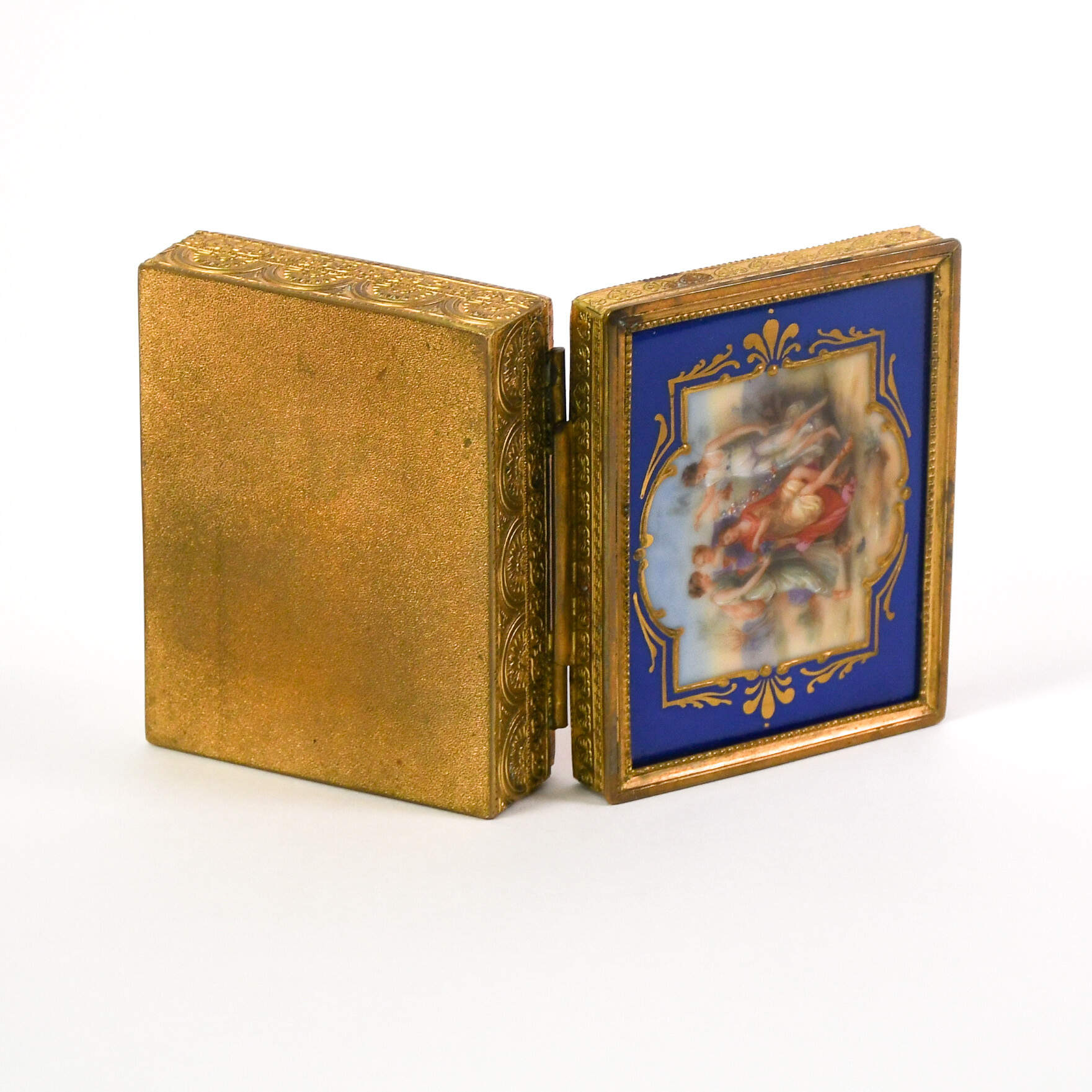 Antique Enameled and Painted Portrait Scene Box-13