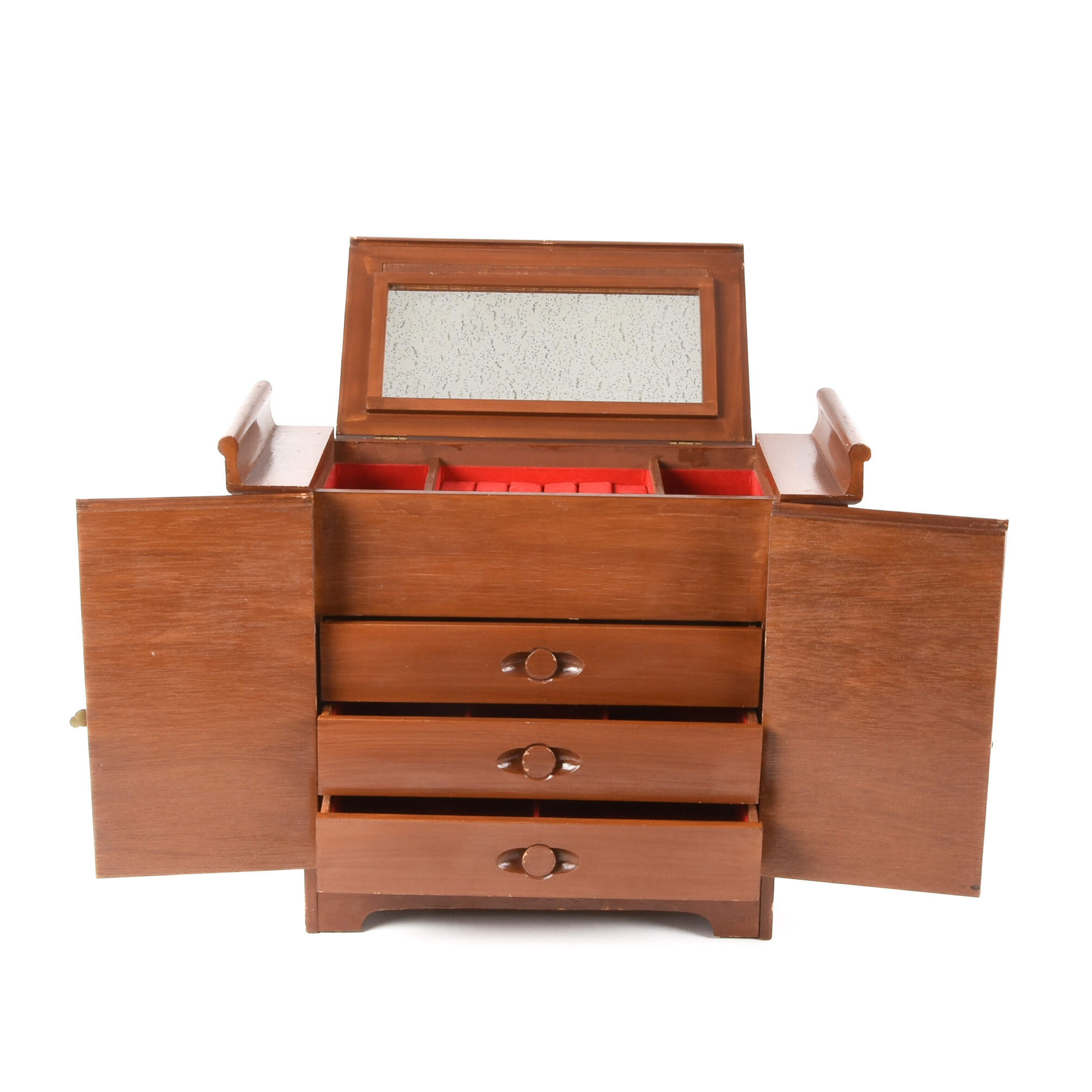 Asian Wooden Jewelry Box with Celluloid Figures-5