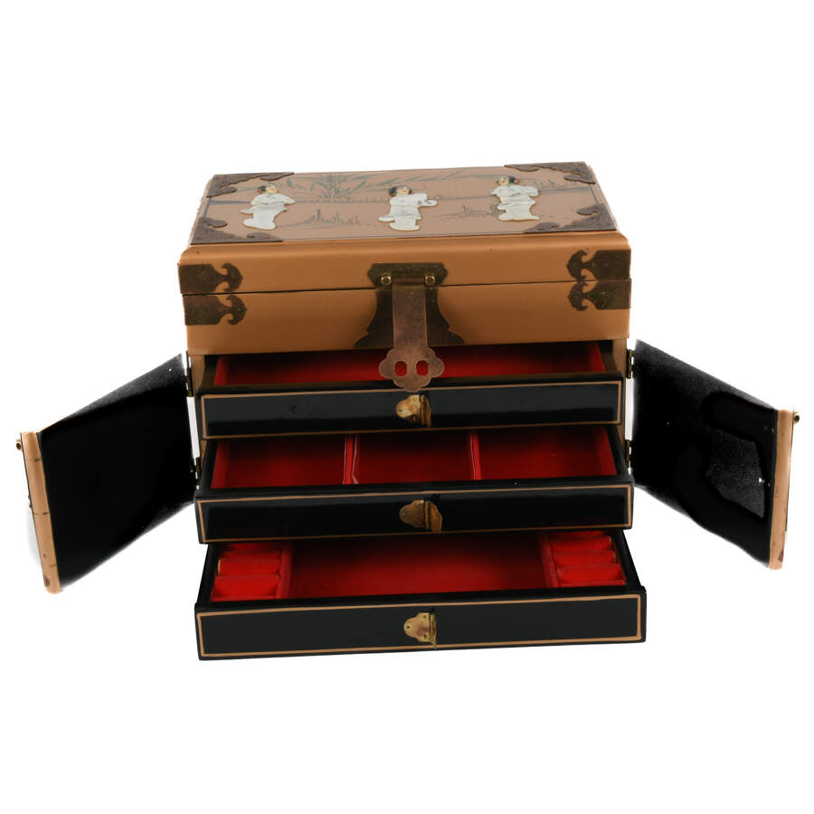Chinese Gold Lacquer Jewelry Box-10