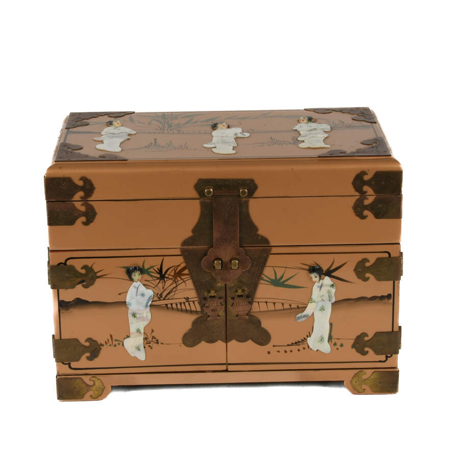 Chinese Gold Lacquer Jewelry Box-1