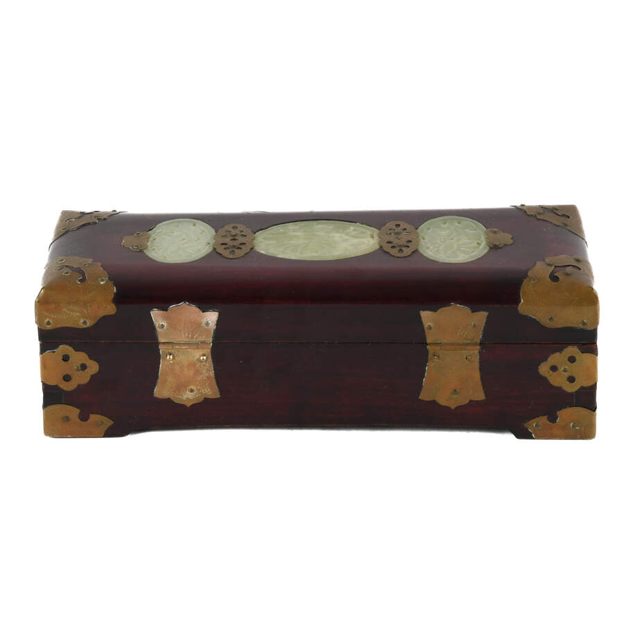 Jade Inlay Music Box with Silk Interior Lining-5