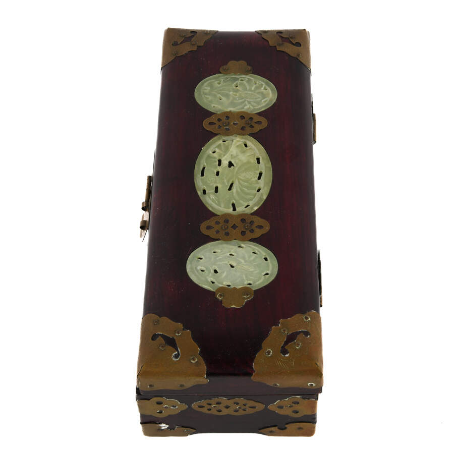 Jade Inlay Music Box with Silk Interior Lining-4