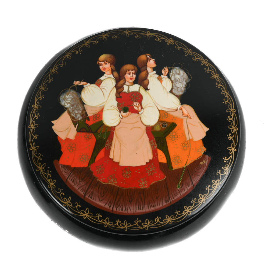 Eight-Piece Collection of Russian Hand-Painted Lacquer Boxes-4