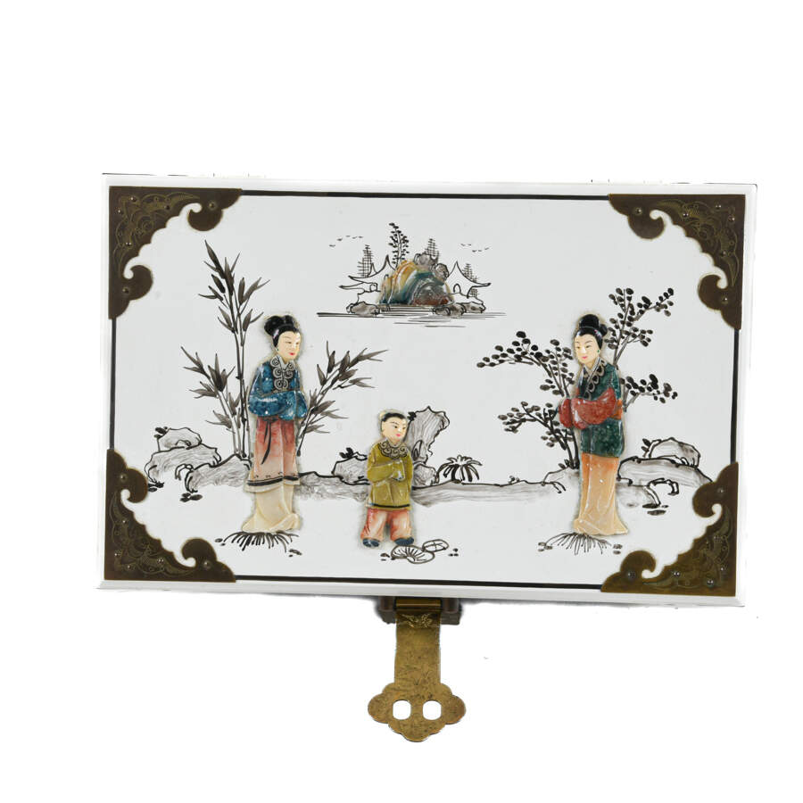 Chinese White Lacquer Figural Scene Jewelry Box-6