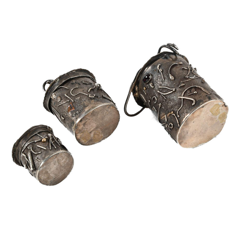 Grouping of Three Sterling and Pearl Inset Trinket Boxes-6