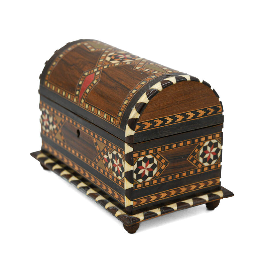 Spanish Dome Top Marquetry Inlaid Jewelry Chest-2