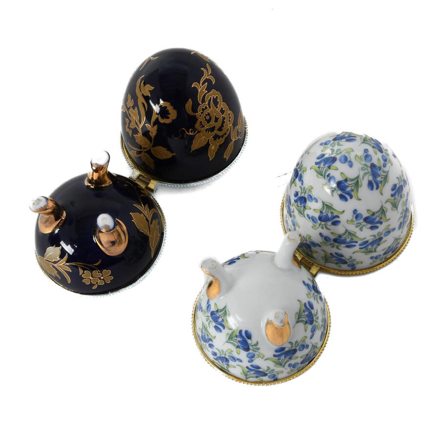 Group of Two Porcelain Egg Hinged Dresser Boxes-5