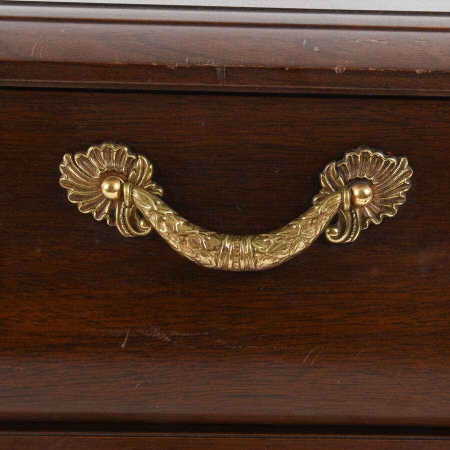 Large Mahogany and Ornate Brass Handle Jewelry Casket-6