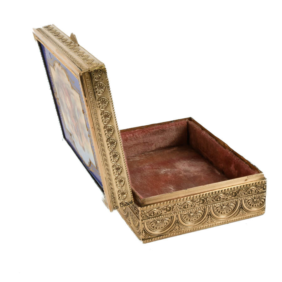 Antique Enameled and Painted Portrait Scene Box-6