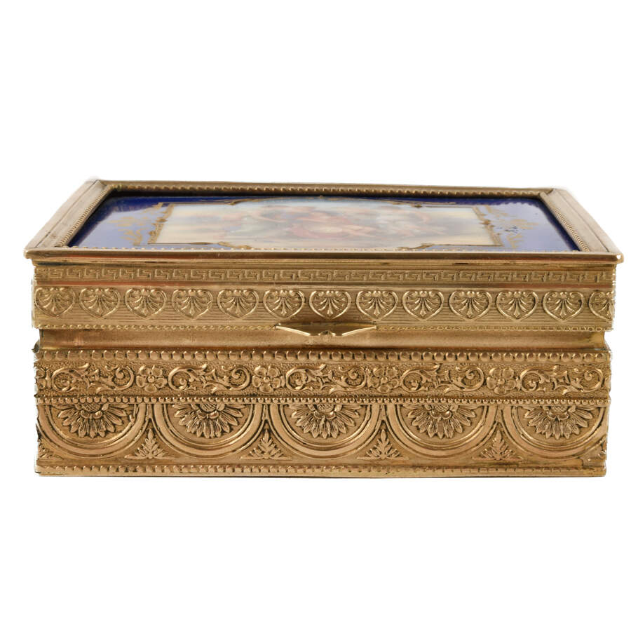 Antique Enameled and Painted Portrait Scene Box-2