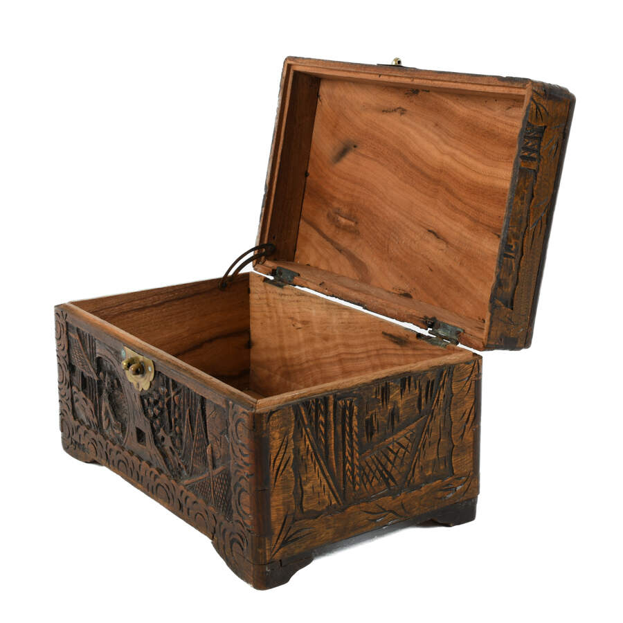 Chinese Carved Wood Camphor Storage Box-10