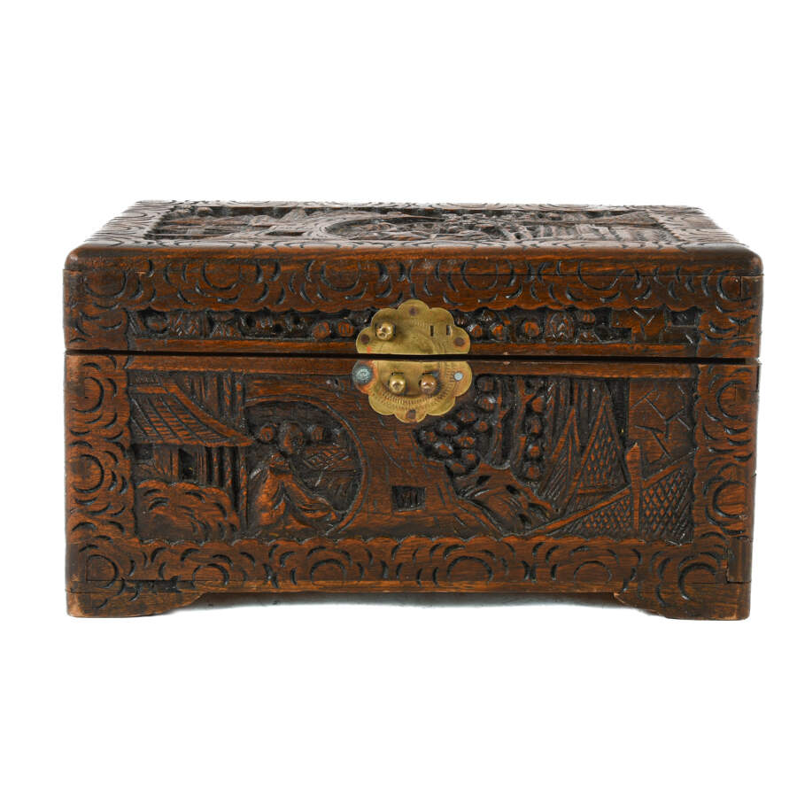 Chinese Carved Wood Camphor Storage Box-8