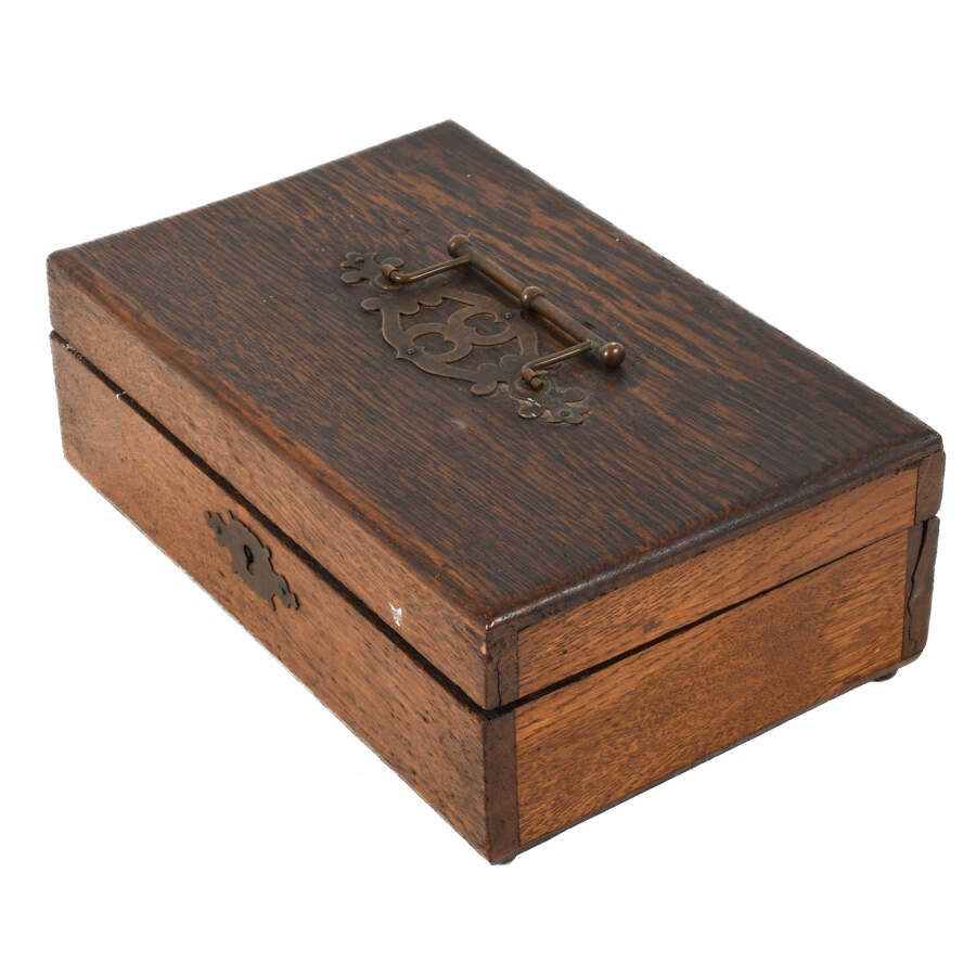 Antique Art Nouveau Quartersawn Oak Trinket Box-3