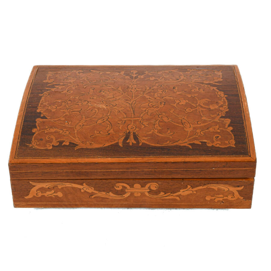 Antique Italian Marquetry Inlaid Music Jewelry Box-1
