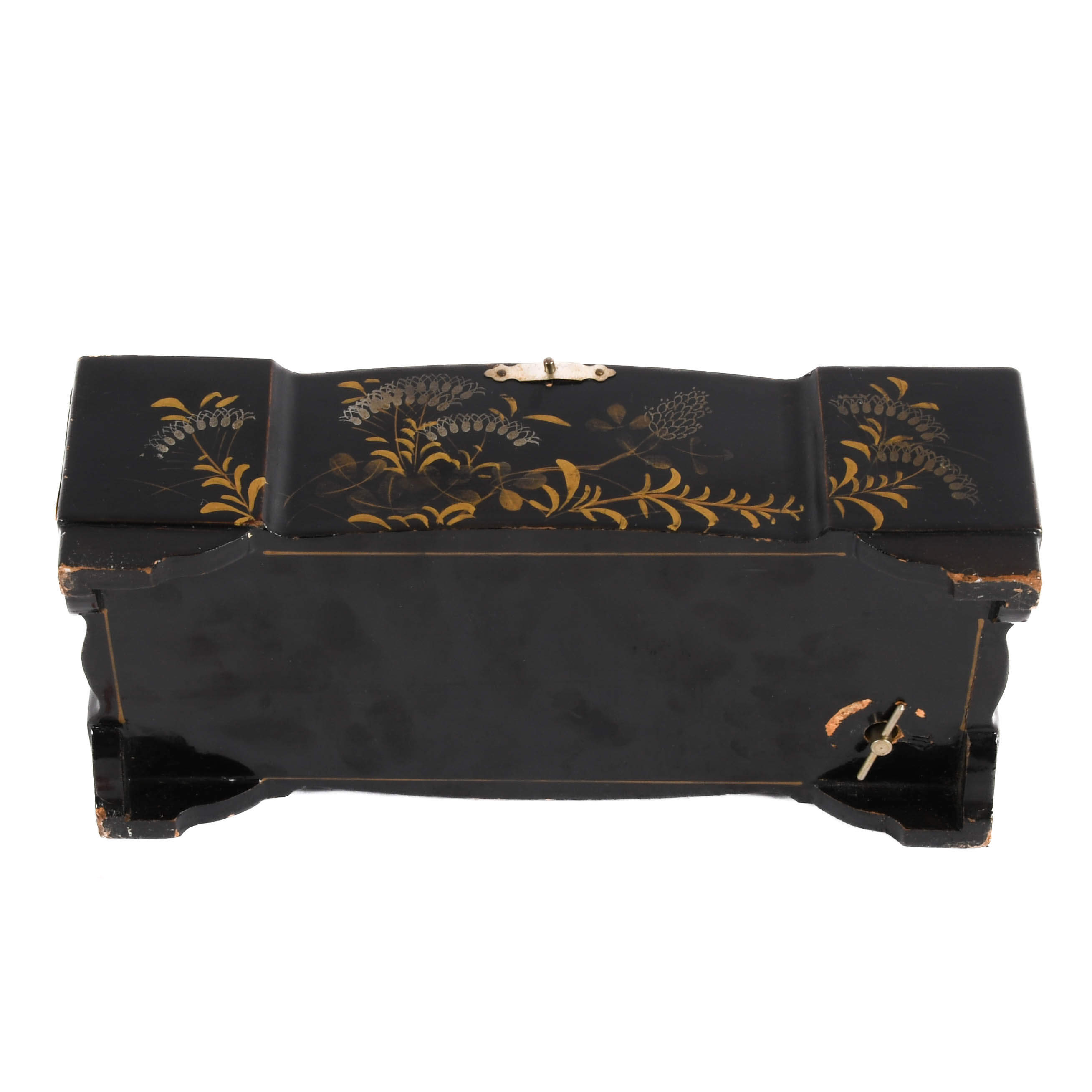 Japanese Floral Design Lacquer Music Box-7