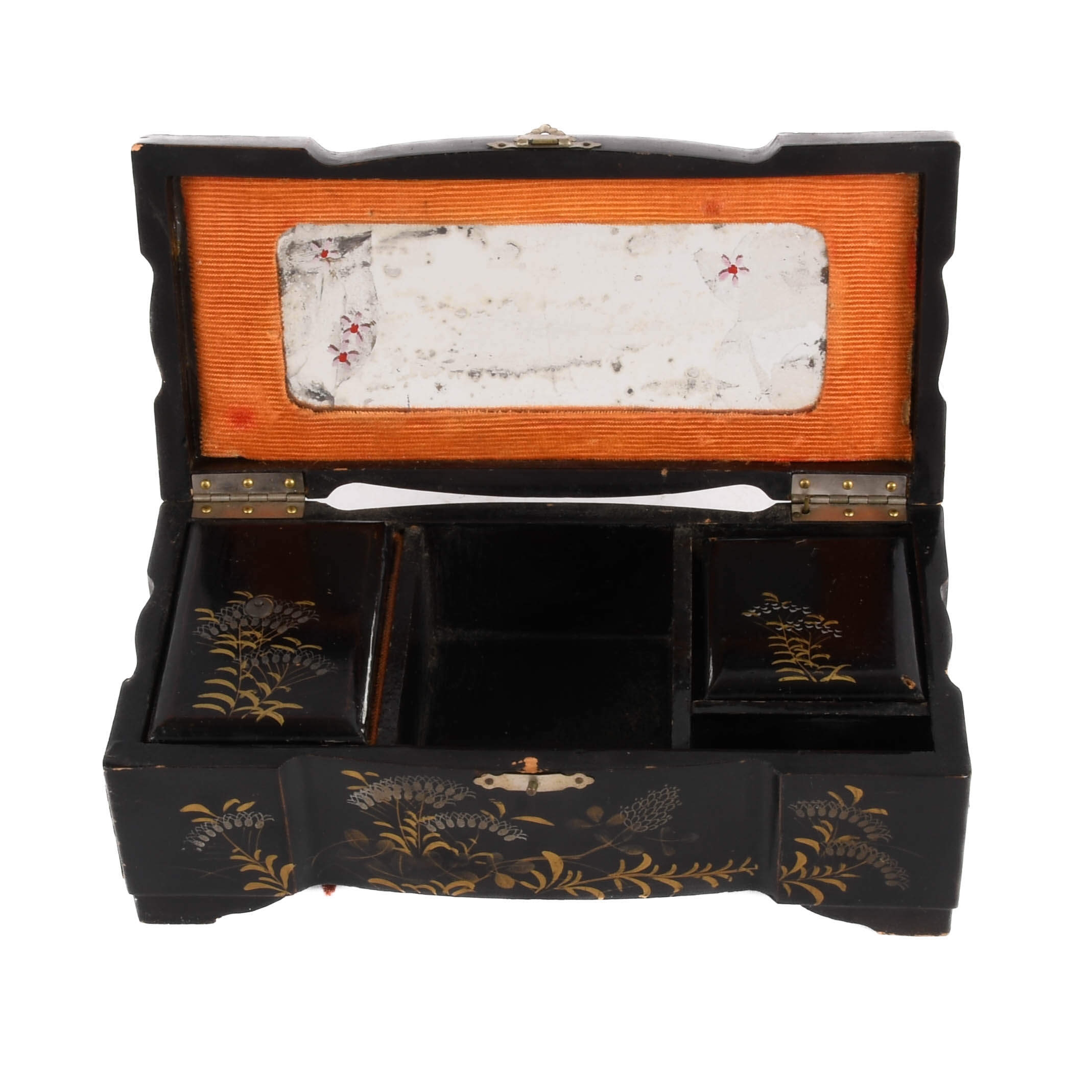 Japanese Floral Design Lacquer Music Box-4