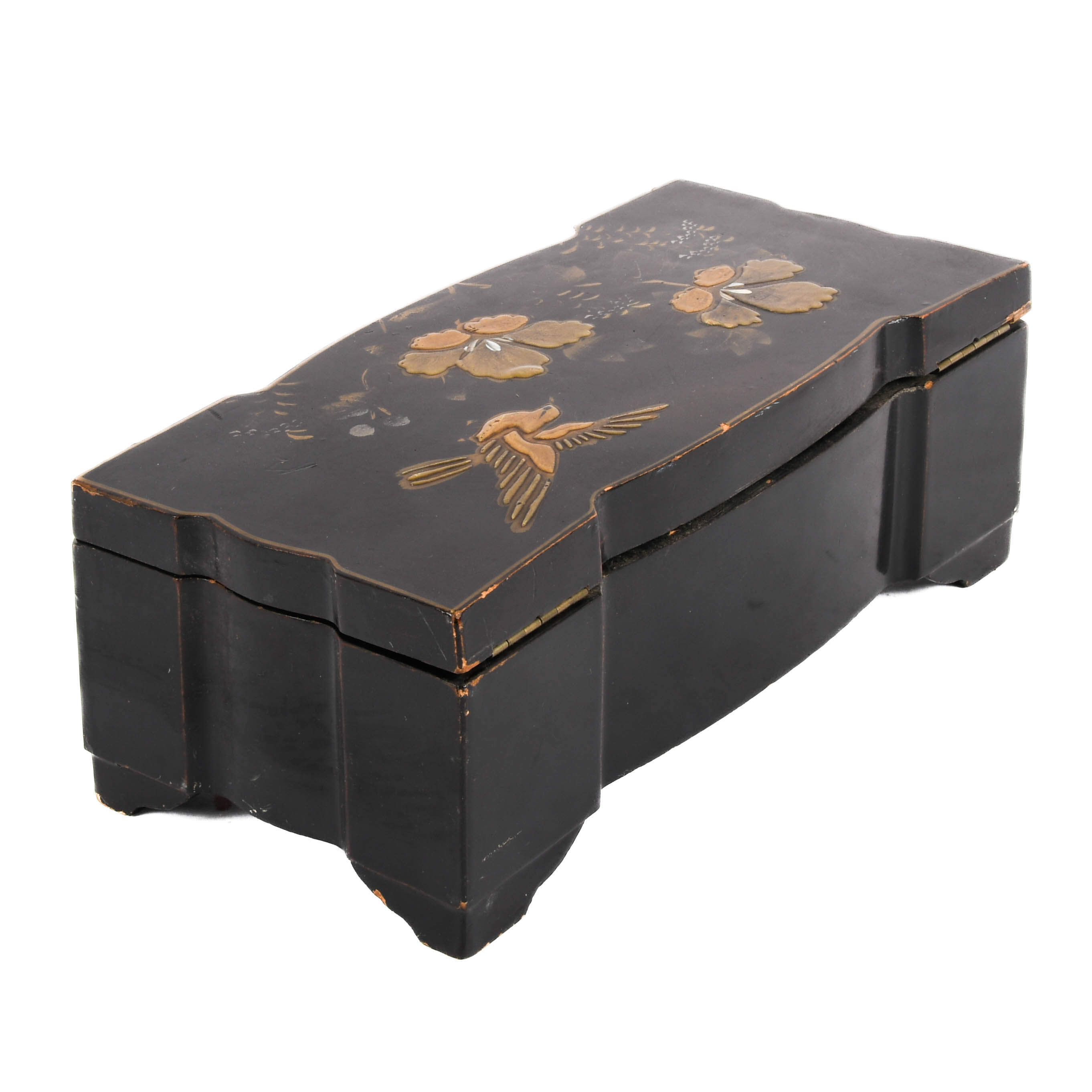 Japanese Floral Design Lacquer Music Box-3