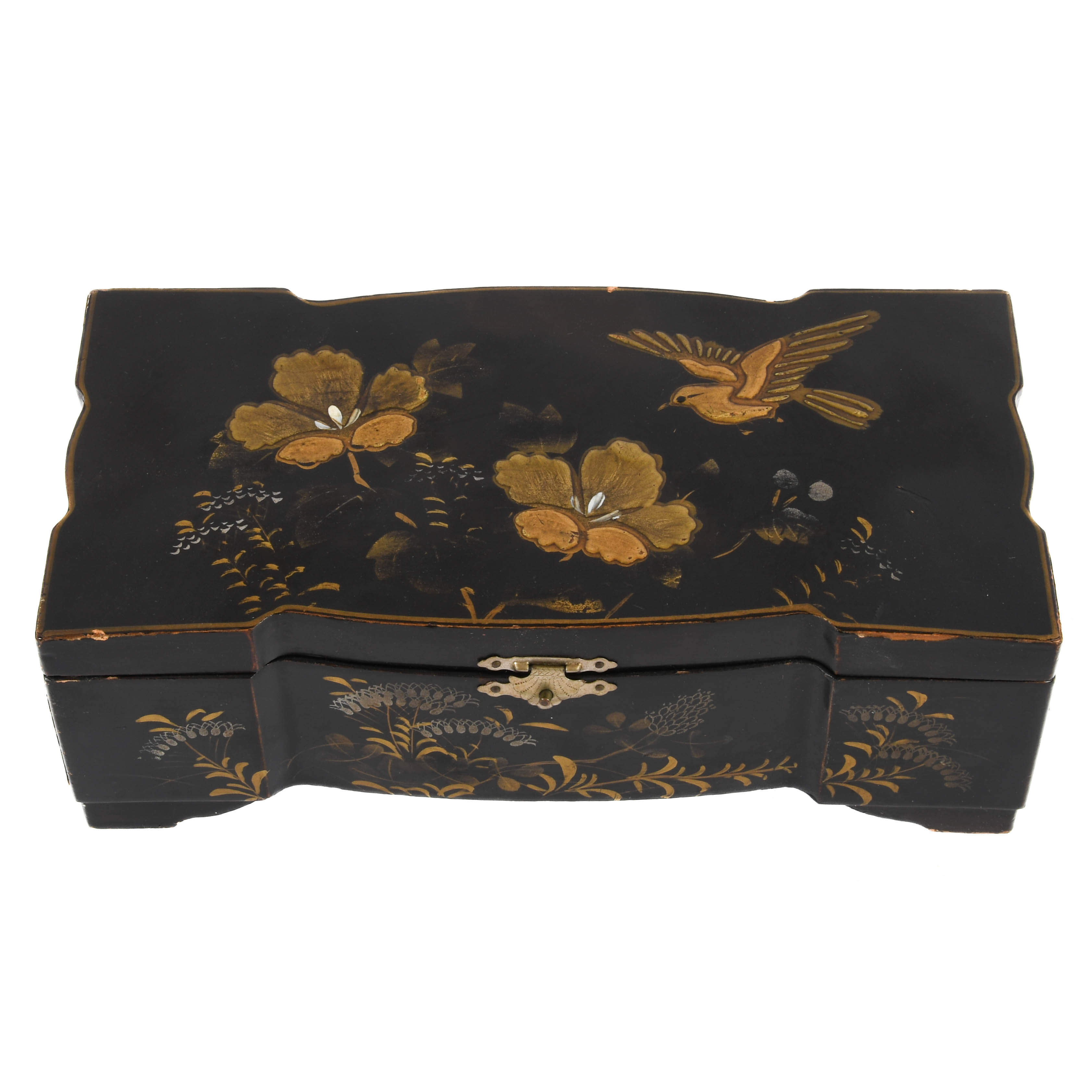 Japanese Floral Design Lacquer Music Box-2