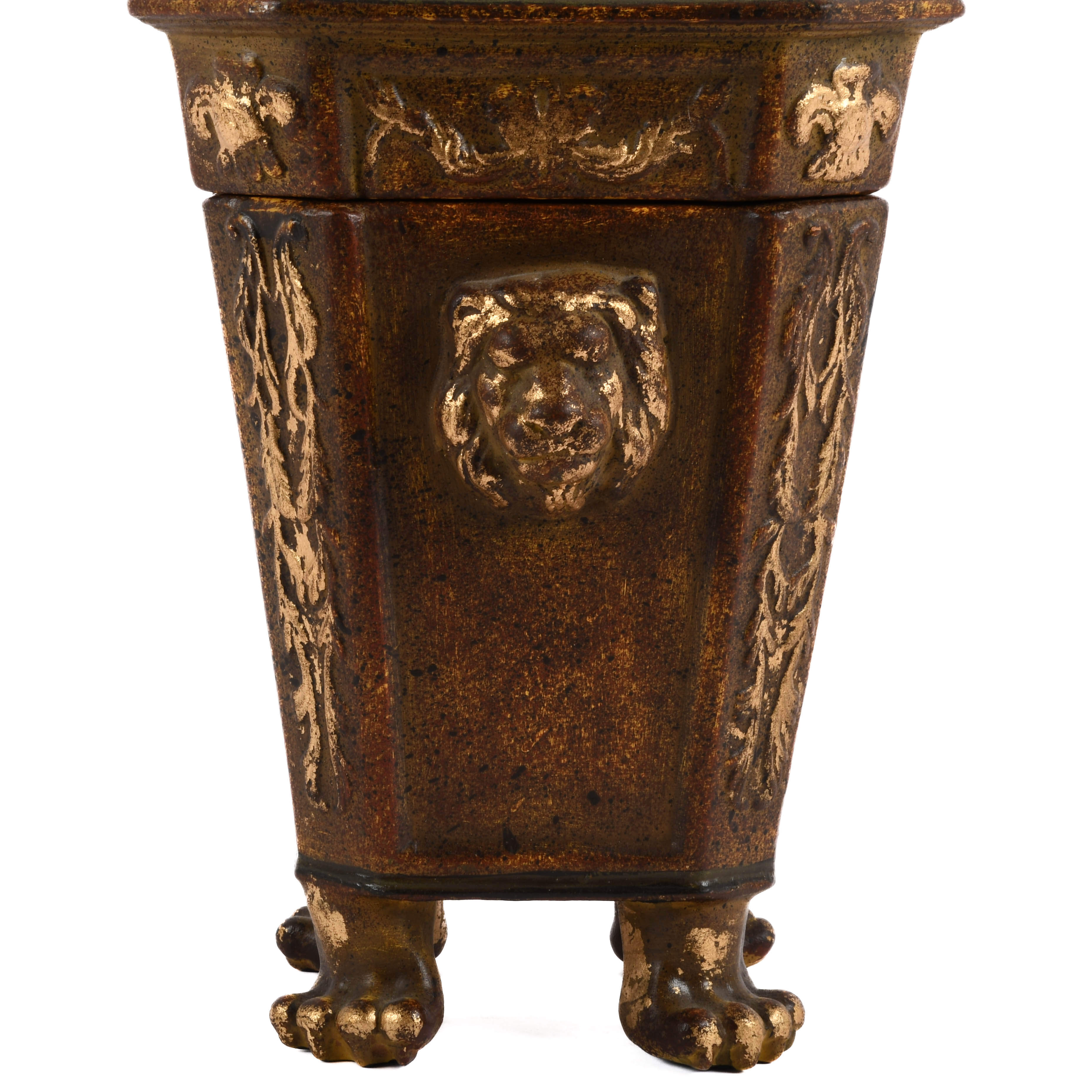 Decorative Lidded Pot with Lion Paw Feet Motif-3