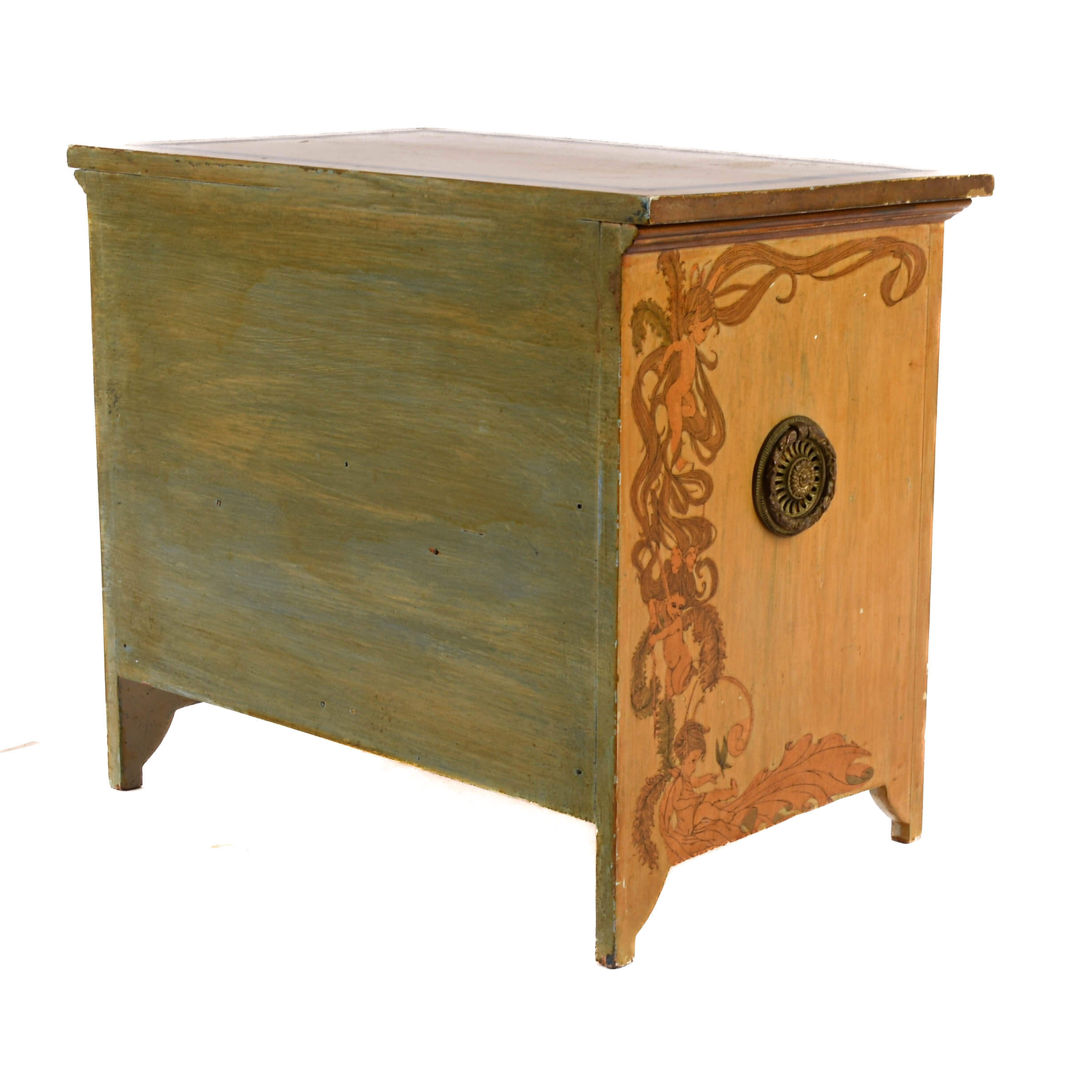 Bench Made Wood and Hand-Decorated Tabletop Storage Cabinet-6