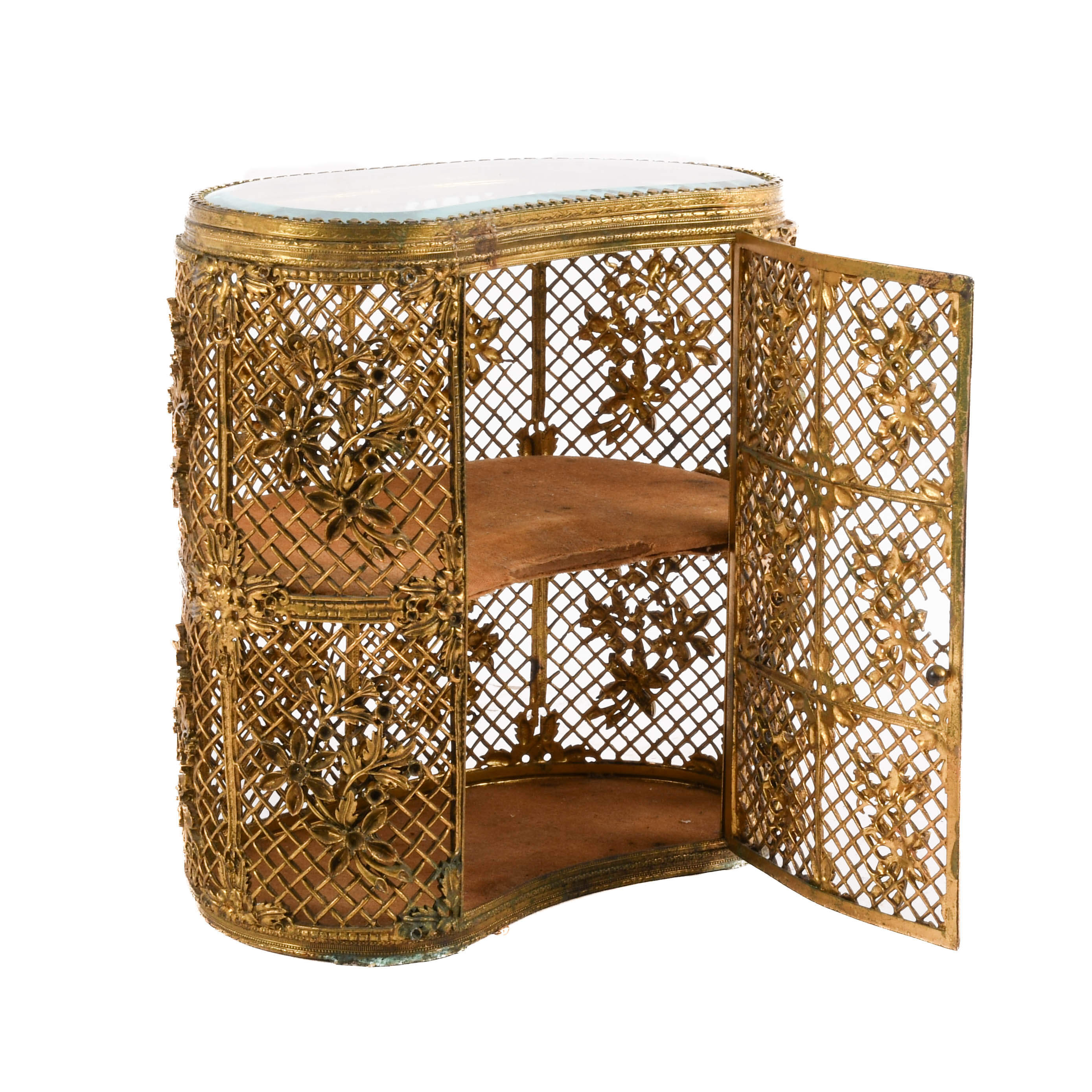 Hollywood Regency Gilt Brass Two-Tier Jewelry Vitrine-6