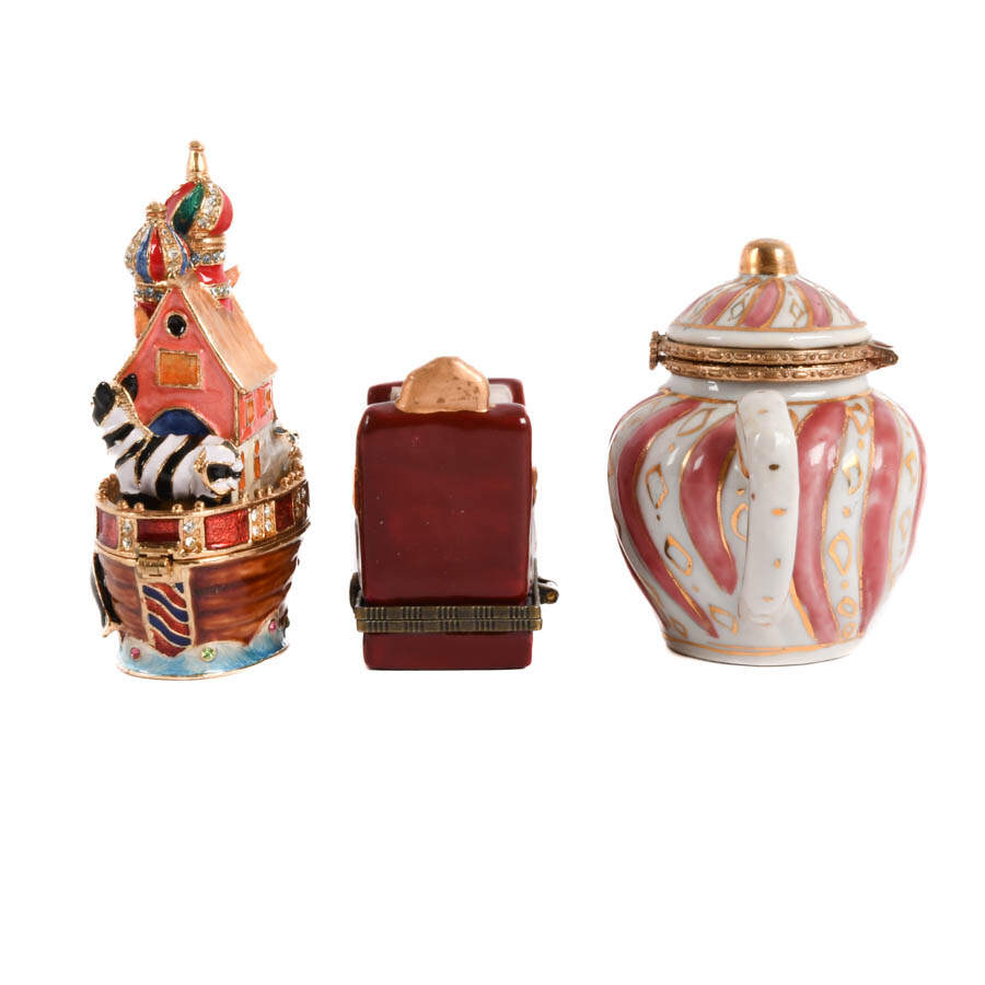 Group of Three Figural Hinged Dresser Boxes-2